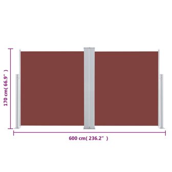 Windscherm uittrekbaar 170x600 cm bruin 12