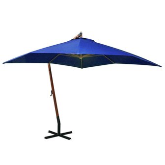 Zweefparasol met paal 3x3 m massief vurenhout azuurblauw 1