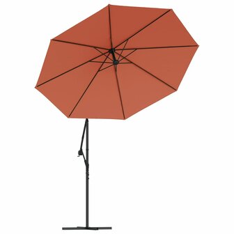 Zweefparasol met LED-verlichting en stalen paal terracotta 4