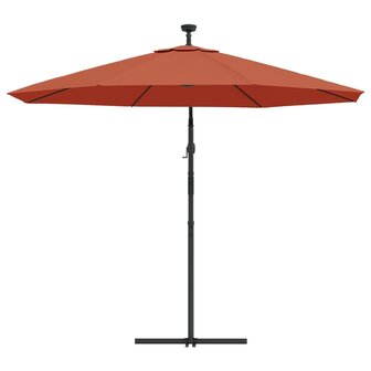 Zweefparasol met LED-verlichting en stalen paal terracotta 6