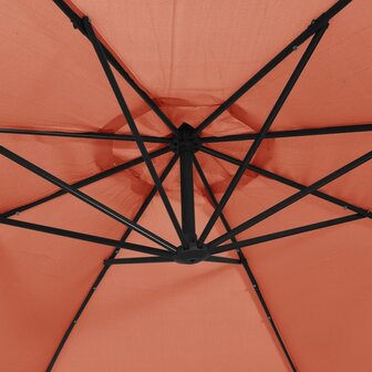 Zweefparasol met LED-verlichting en stalen paal terracotta 8