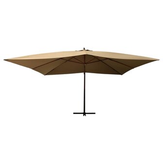 Zweefparasol met houten paal 400x300 cm taupe 2