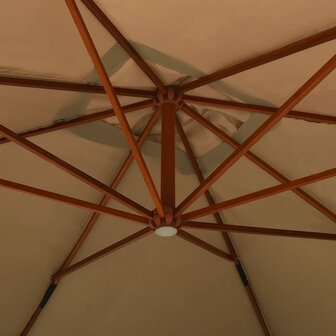 Zweefparasol met houten paal 400x300 cm taupe 5