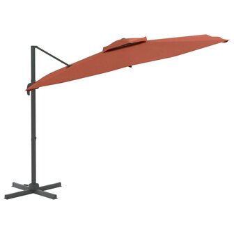 Zweefparasol met dubbele bovenkant 300x300 cm terracotta 3