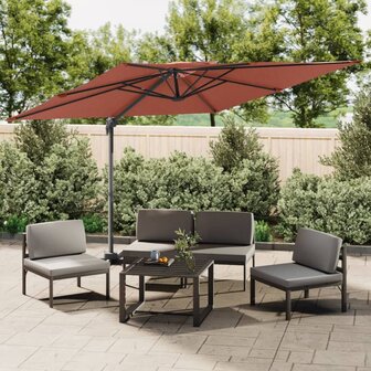 Zweefparasol met dubbel dak 400x300 cm terracottakleurig 1