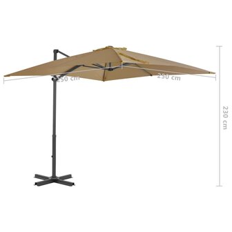 Zweefparasol met aluminium paal 250x250 cm taupe 8