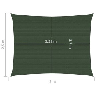 Zonnezeil 160 g/m&sup2; 2,5x3 m HDPE donkergroen 6