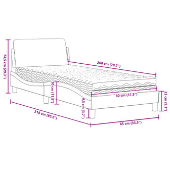 Bed met matras stof lichtgrijs 80x200 cm 9