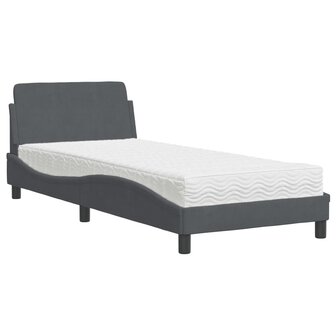 Bed met matras fluweel donkergrijs 80x200 cm 2