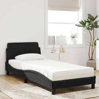 Bed met matras fluweel zwart 80x200 cm 3