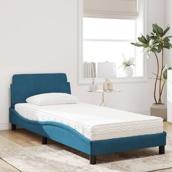 Bed met matras fluweel blauw 80x200 cm 3