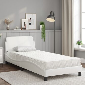 Bed met matras kunstleer wit 80x200 cm 3