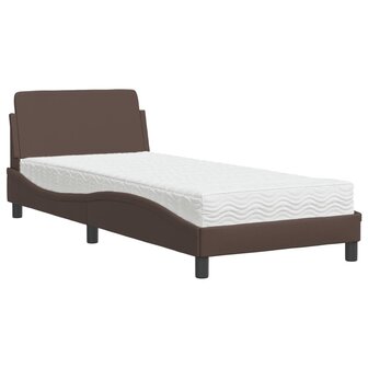 Bed met matras kunstleer bruin 80x200 cm 2