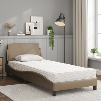 Bed met matras kunstleer cappuccinokleurig 80x200 cm 3