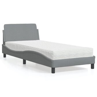 Bed met matras stof lichtgrijs 90x190 cm 2