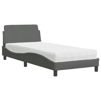 Bed met matras stof donkergrijs 90x190 cm 2