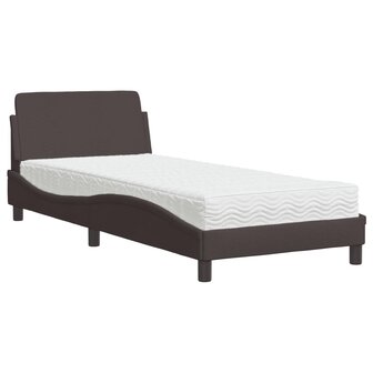 Bed met matras stof donkerbruin 90x190 cm 2