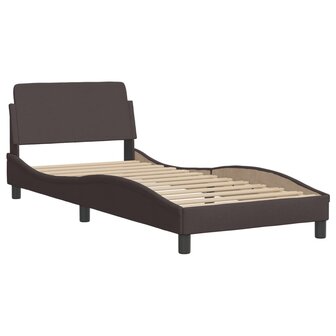 Bed met matras stof donkerbruin 90x190 cm 4