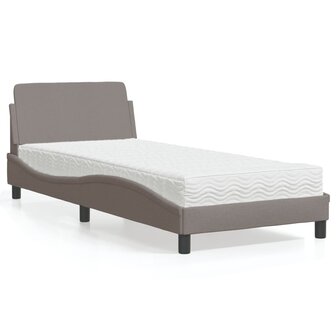 Bed met matras stof taupe 90x190 cm 1