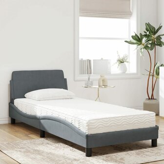 Bed met matras fluweel donkergrijs 90x190 cm 3