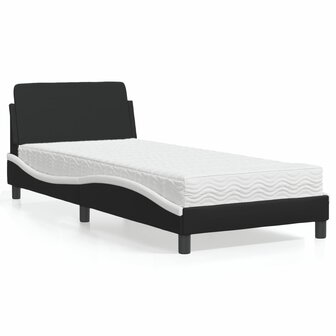 Bed met matras kunstleer zwart en wit 90x190 cm 1