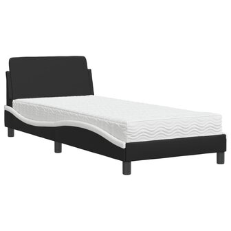 Bed met matras kunstleer zwart en wit 90x190 cm 2