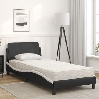 Bed met matras kunstleer zwart en wit 90x190 cm 3