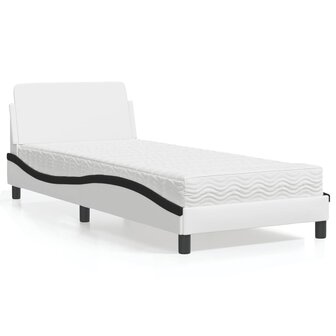 Bed met matras kunstleer wit en zwart 90x190 cm 1