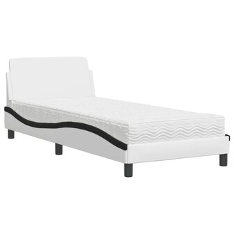 Bed met matras kunstleer wit en zwart 90x190 cm 2