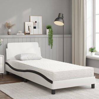 Bed met matras kunstleer wit en zwart 90x190 cm 3