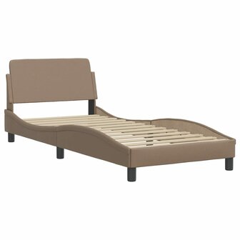 Bed met matras kunstleer cappuccinokleurig 90x200 cm 4