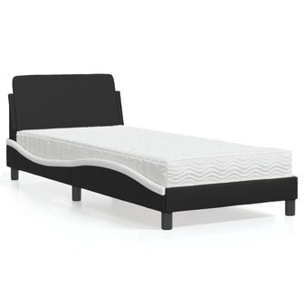 Bed met matras kunstleer zwart en wit 90x200 cm 1