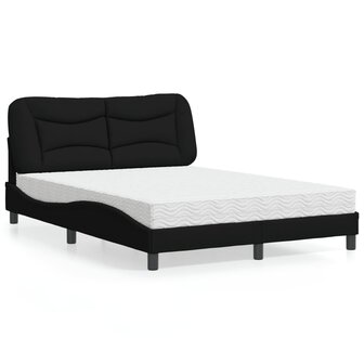 Bed met matras stof zwart 140x190 cm 1