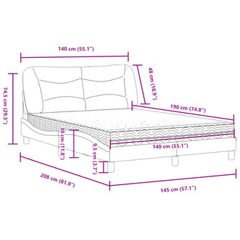 Bed met matras stof zwart 140x190 cm 11