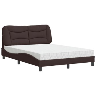 Bed met matras stof donkerbruin 140x190 cm 2