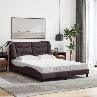 Bed met matras stof donkerbruin 140x190 cm 3