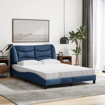 Bed met matras stof blauw 140x190 cm 3