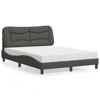 Bed met matras stof donkergrijs 140x200 cm 1