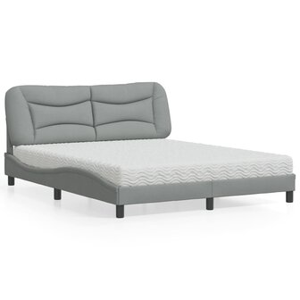 Bed met matras stof lichtgrijs 160x200 cm 1