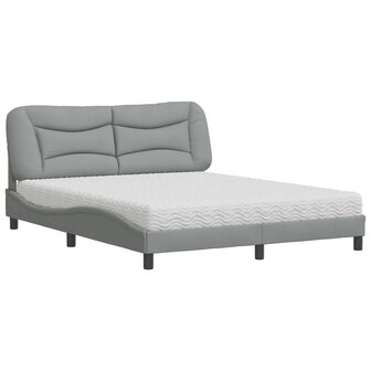 Bed met matras stof lichtgrijs 160x200 cm 2