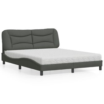 Bed met matras stof donkergrijs 160x200 cm 1