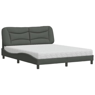 Bed met matras stof donkergrijs 160x200 cm 2