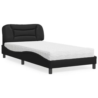 Bed met matras kunstleer zwart 100x200 cm 1