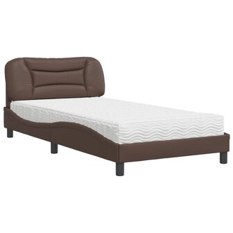 Bed met matras kunstleer bruin 100x200 cm 2