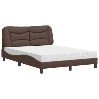 Bed met matras kunstleer bruin 120x200 cm 2