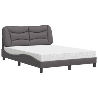 Bed met matras kunstleer grijs 120x200 cm 2