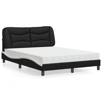 Bed met matras kunstleer zwart en wit 120x200 cm 1