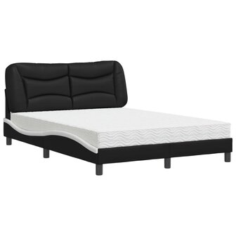 Bed met matras kunstleer zwart en wit 120x200 cm 2