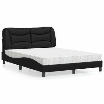 Bed met matras kunstleer zwart 140x190 cm 1