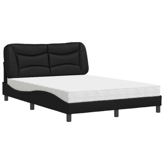 Bed met matras kunstleer zwart 140x190 cm 2